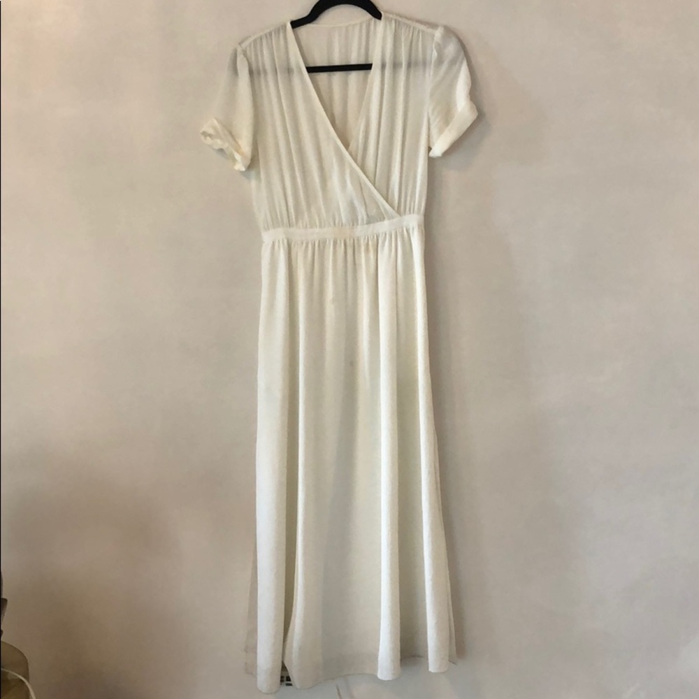 Aritzia Midi Short-Sleeve White Dress